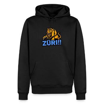 Zürich Löwe - Männer Premium Bio Hoodie - Schwarz - Vorne - Nico (187cm)