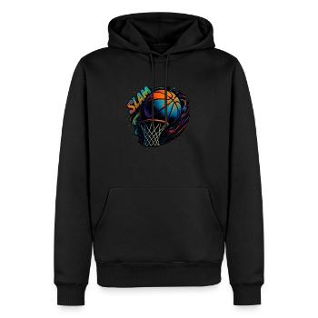 Graffiti de basket-ball - ombres colorées - Sweat à capuche Premium bio Homme - noir - Devant - Nico (187cm)