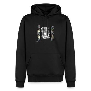 Bücher und Blumen - Männer Premium Bio Hoodie - Schwarz - Vorne - Nico (187cm)