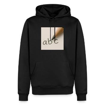 Écriture - Sweat à capuche Premium bio Homme - noir - Devant - Nico (187cm)