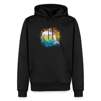 Delfin - Männer Premium Bio Hoodie - Schwarz - Vorne - Nico (187cm)