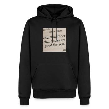 Buchseite - Bücher tun dir gut - Männer Premium Bio Hoodie - Schwarz - Vorne - Nico (187cm)