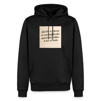 Das Leben dreht sich alles um Bücher und Kaffee - Männer Premium Bio Hoodie - Schwarz - Vorne - Nico (187cm)