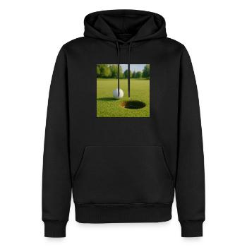 Golf -Golfball auf Grün - Männer Premium Bio Hoodie - Schwarz - Vorne - Nico (187cm)