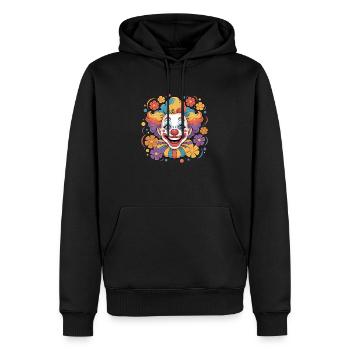 Clown joyeux avec des fleurs - Sweat à capuche Premium bio Homme - noir - Devant - Nico (187cm)