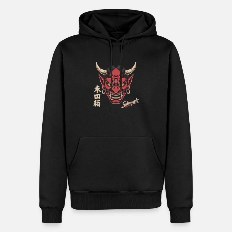 Masque japonais - Sweat à capuche Premium bio Homme - noir