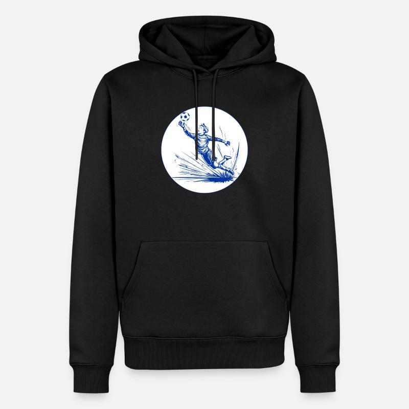 Torwart (blau-weiß) - Männer Premium Bio Hoodie - Schwarz