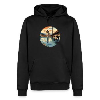 Kapellenbruecke - Switzerland - Men’s Premium Organic Hoodie - black - Front - Nico (187cm)