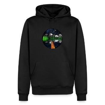 Cosmic Lake Scene - Men’s Premium Organic Hoodie - black - Front - Nico (187cm)