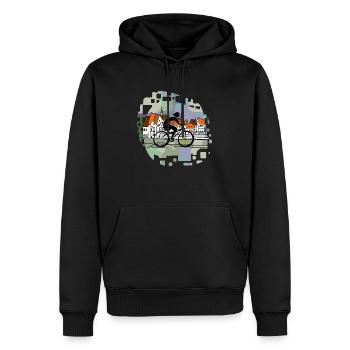 Cycliste - Sweat à capuche Premium bio Homme - noir - Devant - Nico (187cm)