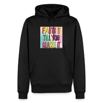 Faith It Till You Make It - Men’s Premium Organic Hoodie - black - Front - Nico (187cm)
