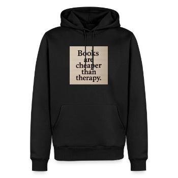 Bücher sind billiger als Therapien. - Männer Premium Bio Hoodie - Schwarz - Vorne - Nico (187cm)