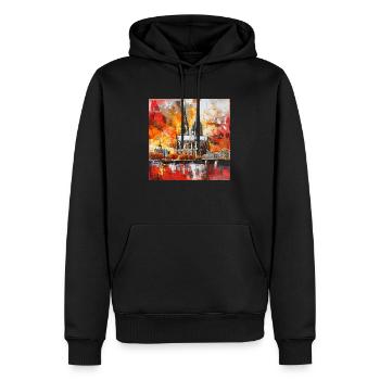 Cologne Cathédrale Ville Skyline Rhine Pont Bateau Museu - Sweat à capuche Premium bio Homme - noir - Devant - Nico (187cm)