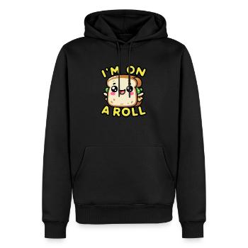 Kawaii Chibi Sandwich – I'm on a Roll Fun Food Wortspiel - Männer Premium Bio Hoodie - Schwarz - Vorne - Nico (187cm)