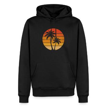 Palmiers rétro coucher de soleil – Motif de plage vintage - Sweat à capuche Premium bio Homme - noir - Devant - Nico (187cm)