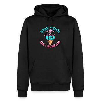 Kawaii Frozen Treat – Bleib cool oder ich schreie - Männer Premium Bio Hoodie - Schwarz - Vorne - Nico (187cm)