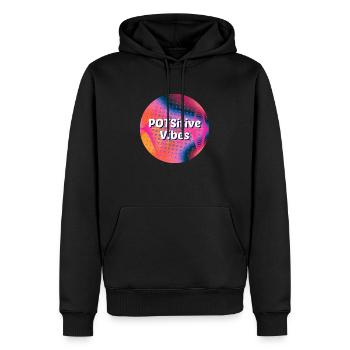 POTSitive Vibes bunter Hintergrund Wellen - Männer Premium Bio Hoodie - Schwarz - Vorne - Nico (187cm)