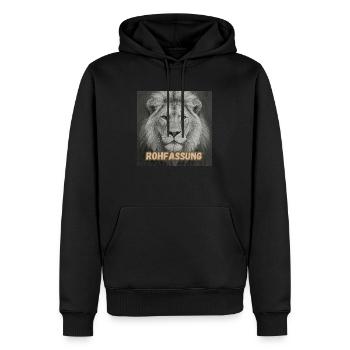 Statement Shirt: Rohfassung - Männer Premium Bio Hoodie - Schwarz - Vorne - Nico (187cm)