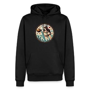 Verseau - Sweat à capuche Premium bio Homme - noir - Devant - Nico (187cm)