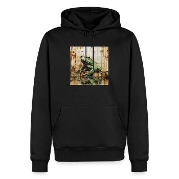 Graffiti Laubfrosch Rost Metall urban Streetart - Männer Premium Bio Hoodie - Schwarz - Vorne - Nico (187cm)