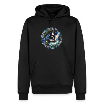Fée geai bleu - Sweat à capuche Premium bio Homme - noir - Devant - Nico (187cm)