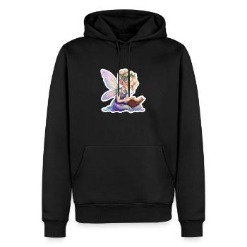 Fée avec livre - Sweat à capuche Premium bio Homme - noir - Devant - Nico (187cm)
