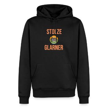 Stolze Glarner - Männer Premium Bio Hoodie - Schwarz - Vorne - Nico (187cm)