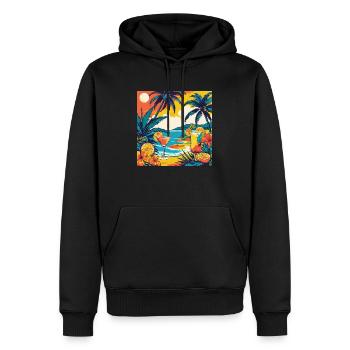 Summer Vibes Only | Tropical Beach T-Shirt - Sweat à capuche Premium bio Homme - noir - Devant - Nico (187cm)