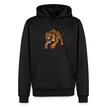 Style de tatouage traditionnel Tiger - Sweat à capuche Premium bio Homme - noir - Devant - Nico (187cm)