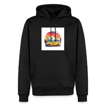 Entdecke unser hochwertiges Camperliebe 50+ Shirt - Männer Premium Bio Hoodie - Schwarz - Vorne - Nico (187cm)