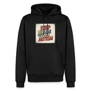 Autisme - Sweat à capuche Premium bio Homme - noir - Devant - Nico (187cm)