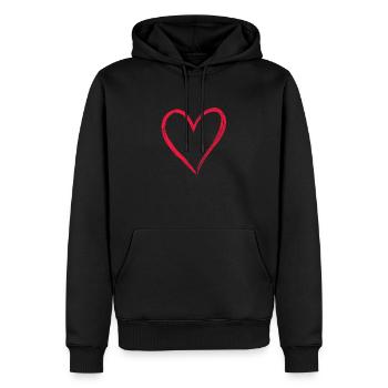 Amour dessiné à la main - Sweat à capuche Premium bio Homme - noir - Devant - Nico (187cm)