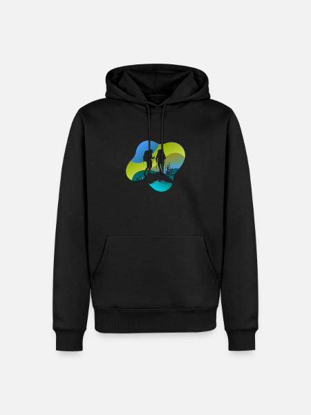 Wanderer Hiking Bergsteiger - Männer Premium Bio Hoodie - Schwarz