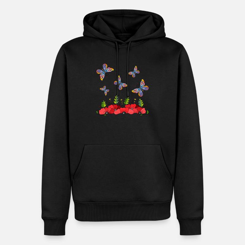 Schmetterlinge - Männer Premium Bio Hoodie - Schwarz