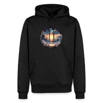 Sonnenuntergang über der mystischen Küste - Männer Premium Bio Hoodie - Schwarz - Vorne - Nico (187cm)