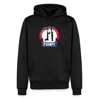 Hurra 50 Jahre Wodan - Männer Premium Bio Hoodie - Schwarz - Vorne - Nico (187cm)
