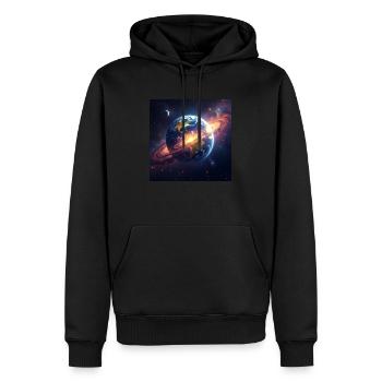 Ringed Earth Odyssey - Das Königreich des Kosmischen - Männer Premium Bio Hoodie - Schwarz - Vorne - Nico (187cm)