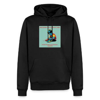 (Kinder)arbeit muss sich wieder lohnen! - Männer Premium Bio Hoodie - Schwarz - Vorne - Nico (187cm)