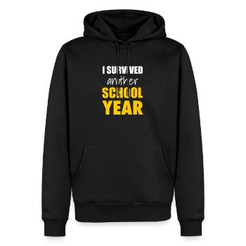J’ai survécu à une autre année scolaire – Citation amusante - W - Sweat à capuche Premium bio Homme - noir - Devant - Nico (187cm)