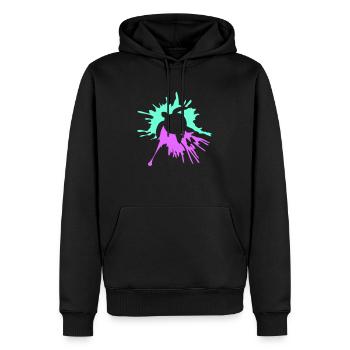Wasserschildkröte Farbklecks Farbspritzer Tropfen - Männer Premium Bio Hoodie - Schwarz - Vorne - Nico (187cm)