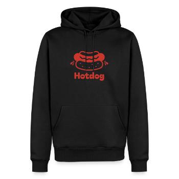 Retro Hotdog Lustiges Essen Festival Design - Männer Premium Bio Hoodie - Schwarz - Vorne - Nico (187cm)