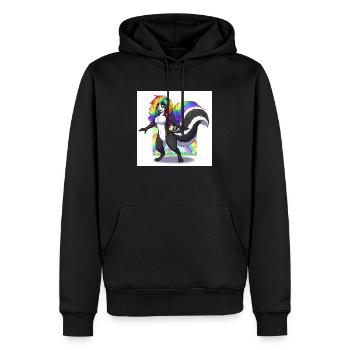 Enchanted World (mouffette aux cheveux arc-en-ciel) - Sweat à capuche Premium bio Homme - noir - Devant - Nico (187cm)