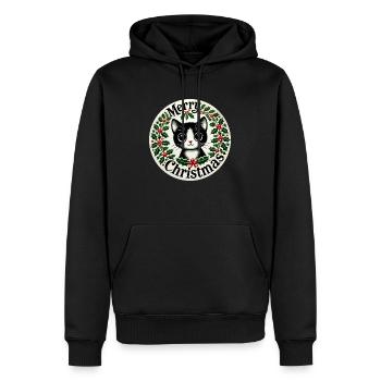 Frohe Weihnachten Smoking Katze Urlaub Kunst - Männer Premium Bio Hoodie - Schwarz - Vorne - Nico (187cm)