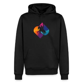 Dressage, Saut d’obstacles, Centre équestre - Sweat à capuche Premium bio Homme - noir - Devant - Nico (187cm)