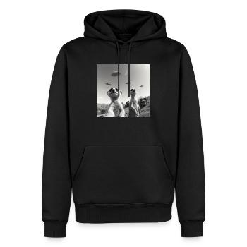 Meerkat posing for a selfie with UFOs funny - Men’s Premium Organic Hoodie - black - Front - Nico (187cm)