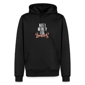 Need Money For Looners - Men’s Premium Organic Hoodie - black - Front - Nico (187cm)