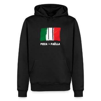Italie pizza supérieur à Paella Espagne Humour - Sweat à capuche Premium bio Homme - noir - Devant - Nico (187cm)