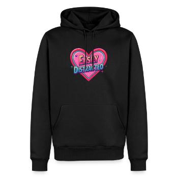 Easily Distracted – Retro Herz Design - Männer Premium Bio Hoodie - Schwarz - Vorne - Nico (187cm)
