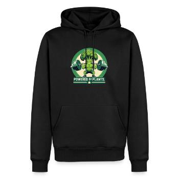 Alimenté par des protéines – Fun Fitness Brocoli - Sweat à capuche Premium bio Homme - noir - Devant - Nico (187cm)