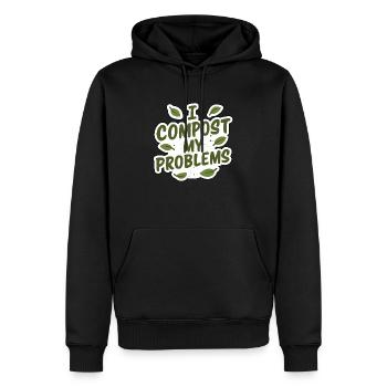 I Compost My Problems - Eco Gardening Funny Quote - Men’s Premium Organic Hoodie - black - Front - Nico (187cm)